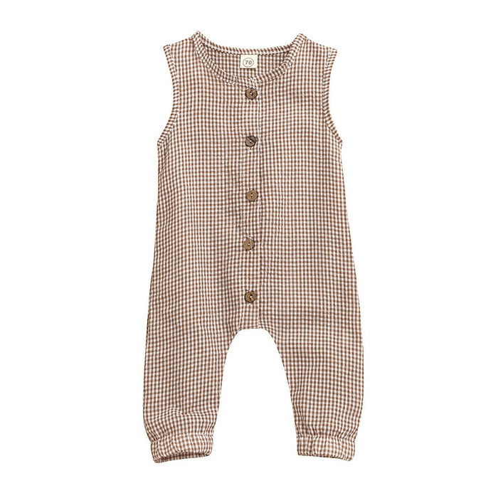 Sleeveless striped single breasted Khaki