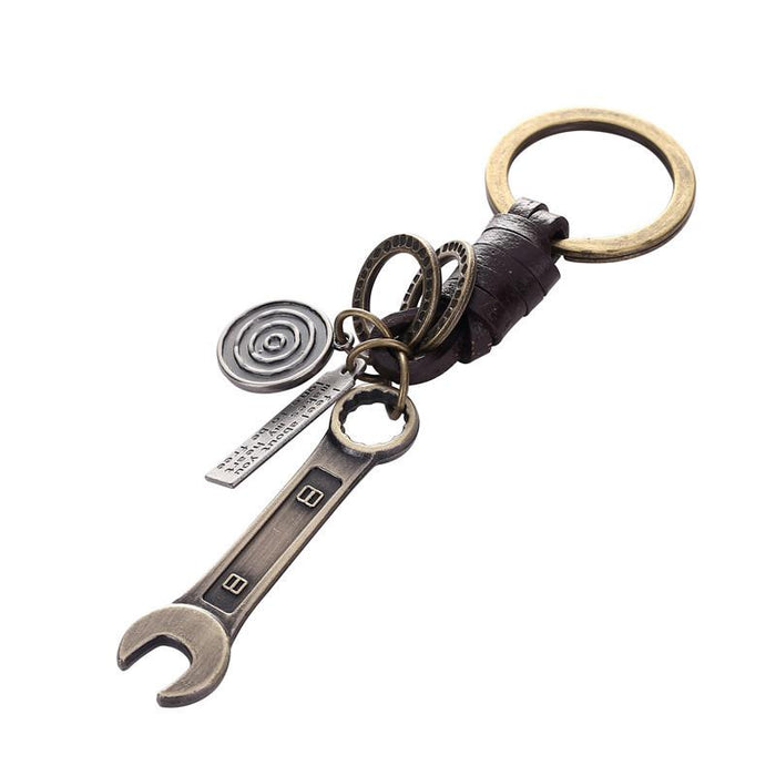 Vintage key chain punk leather metal key chain creative personality key chain