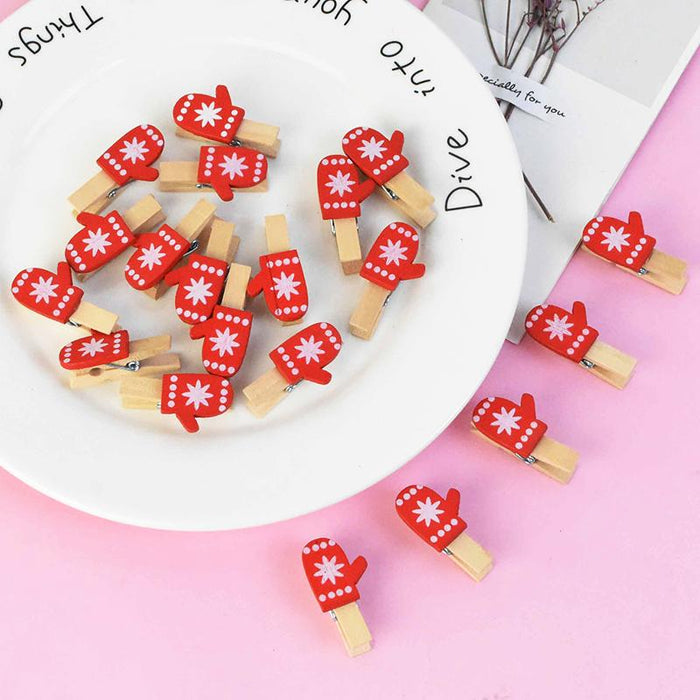 20Pcs/Lot Christmas Tree Elk Goves Wood Clips