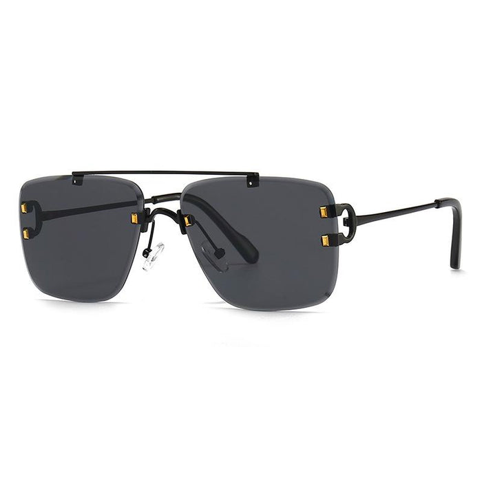 Men's and women's square metal double beam Sunglasses