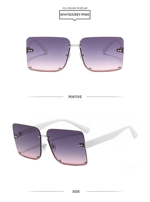 Half frame square Sunglasses Retro