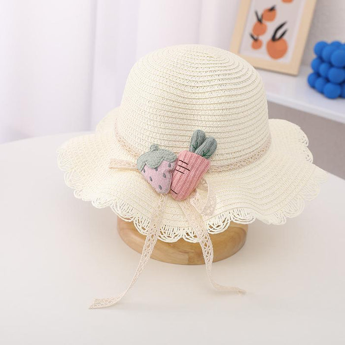 Cute Strawberry Radish Children's Wavy Straw Hat Bag Set