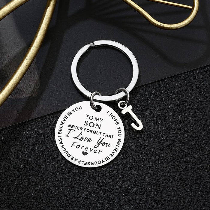 New Titanium Steel Round Personality Keychain For My Son/My Daughter