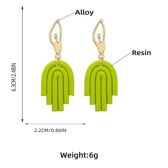 Simple Fashionable Palm Shaped Resin Striped Earrings