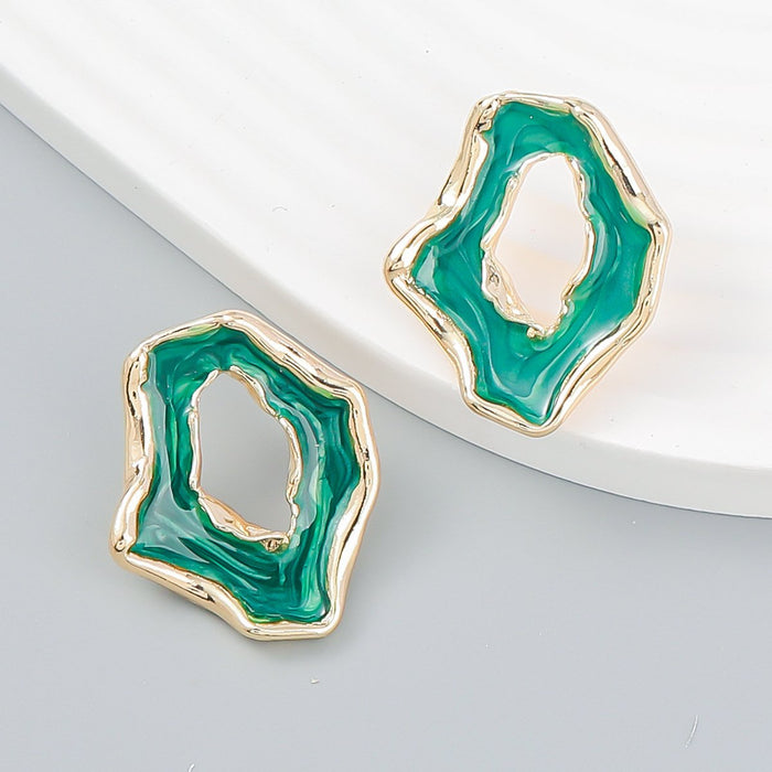 Fashionable Simple Geometric Alloy Oil Dripping Earrings