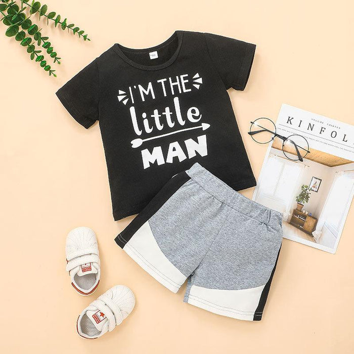 Kid's Summer Letter T-shirt Shorts Two Piece Set