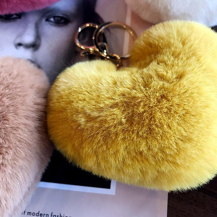 Love Wool Ball Metal Key Chain Car Pendant Women's Bag Pendant