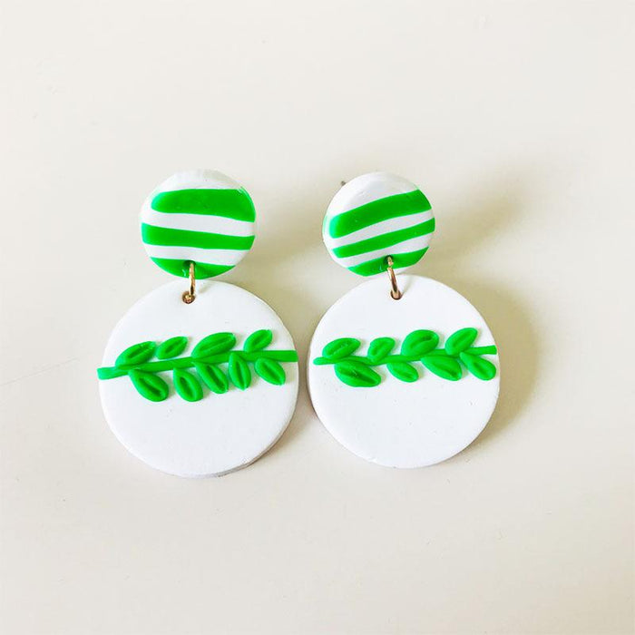 Green Gift Box Snowman Leaf Clay Knot DIY Stud Earrings
