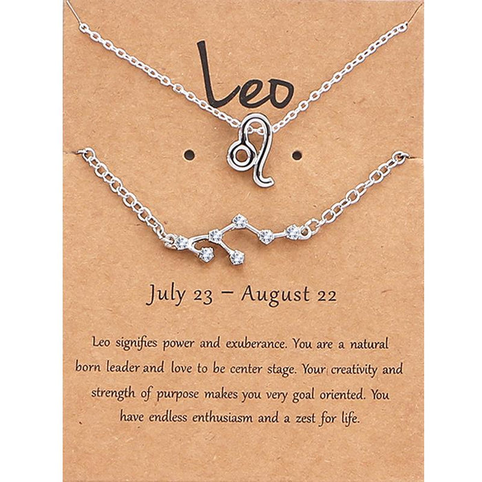 Twelve Constellations Necklace Diamond Bracelet Card Set