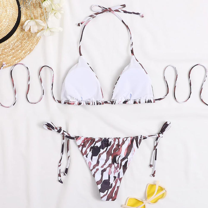 New Sexy Lace Up Leopard Split Bikini