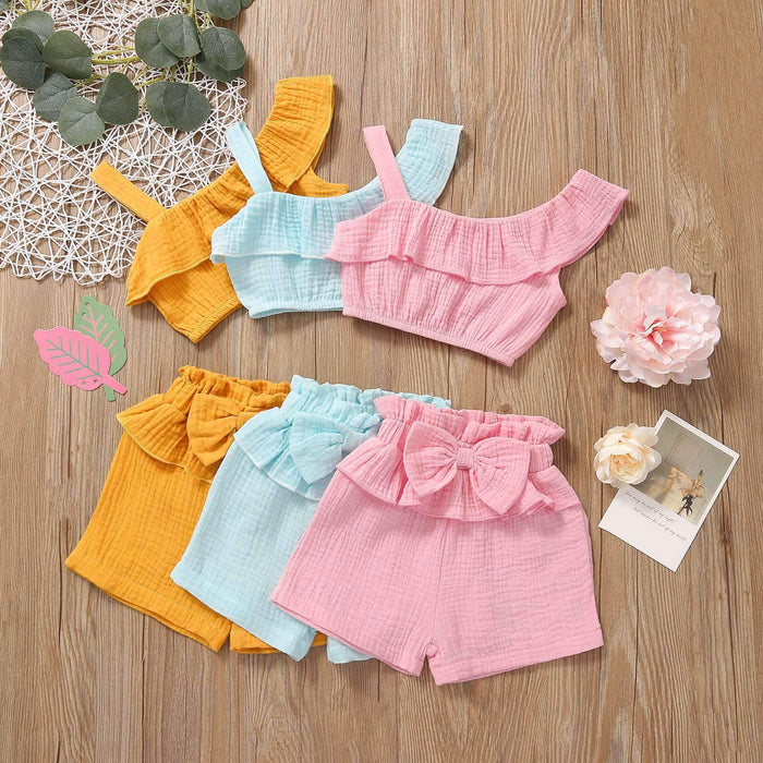 Solid color suspender female baby suit