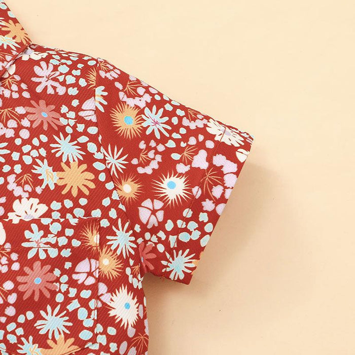 Children's Floral Retro Shirt Short Set