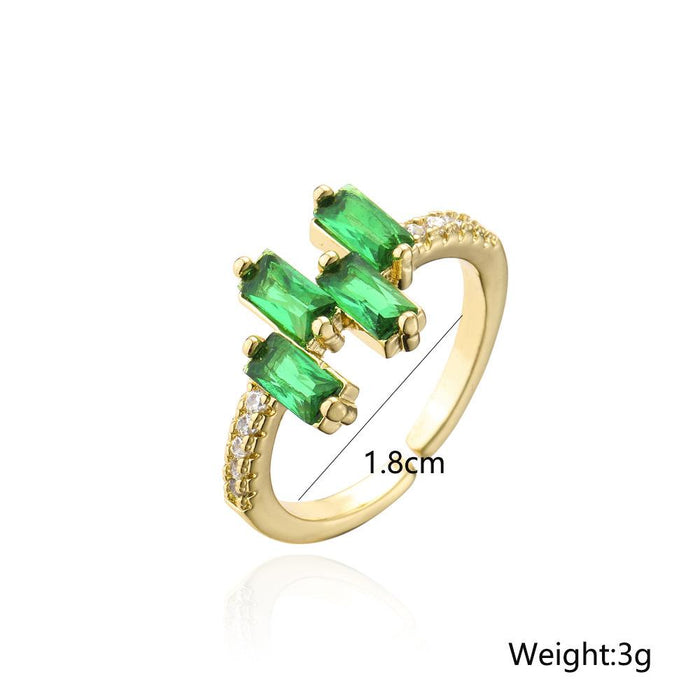 New Colorful Personalized Zircon Geometric Split Ring