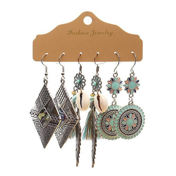 3 pairs/set Earrings Bohemian Style Jewelry X0X36208