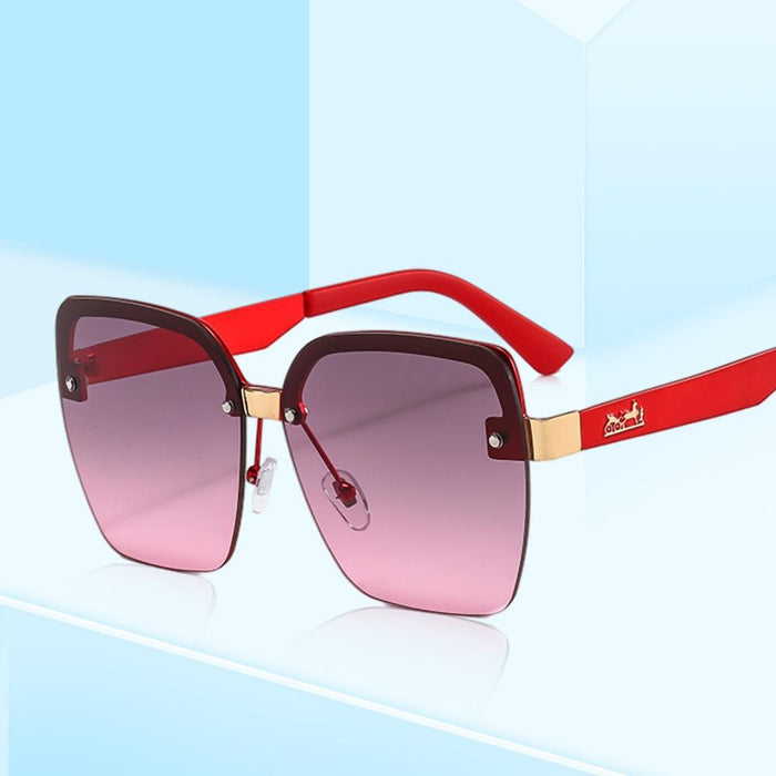 Metal ocean color half frame sunglasses