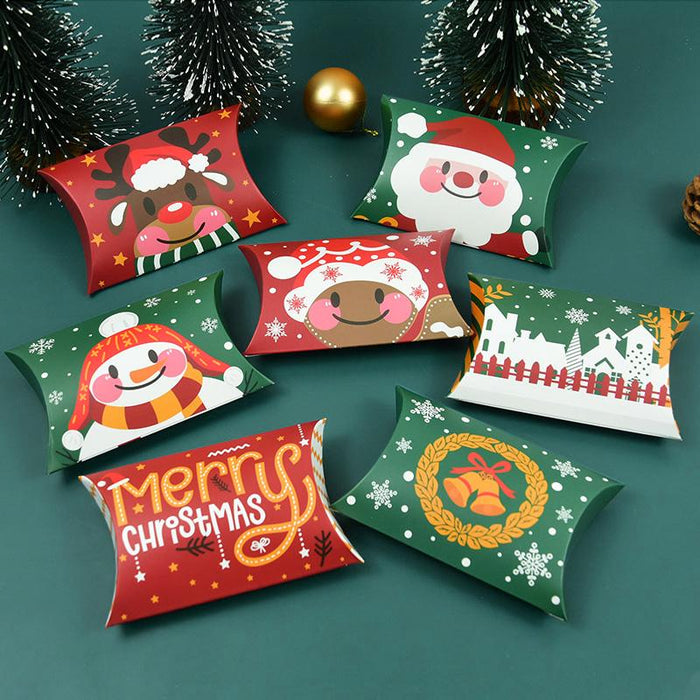 50Pcs Christmas Pillow Shape Candy Box