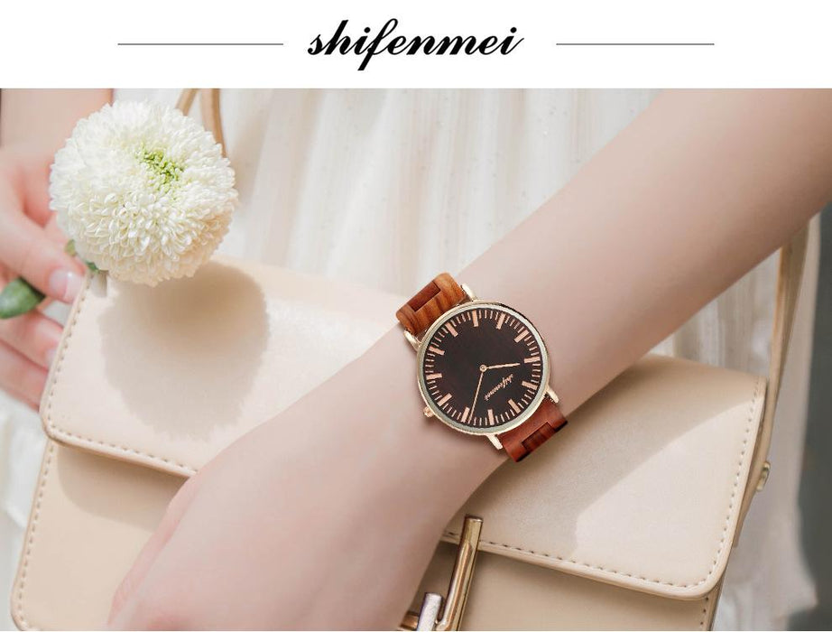 2022 New Men's Wooden Watch Ultra Thin Classic Sandalwood Watch Alloy Watch