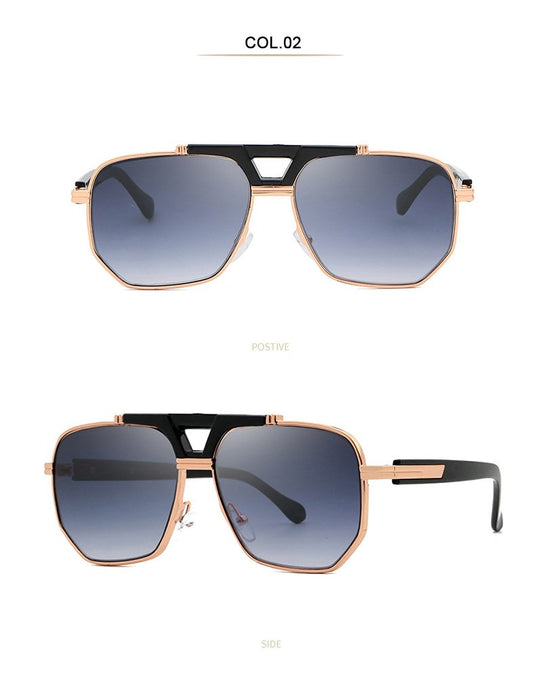 Men's and women's metal double beam Sunglasses