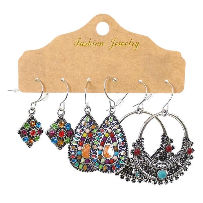 3 pairs/set Earrings Bohemian Style Jewelry X0X36197