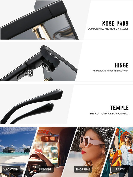 Half frame square Sunglasses Retro