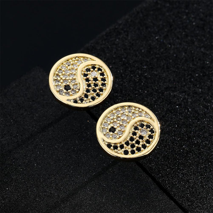 New Fashion Personalized Black and White Zircon Earrings