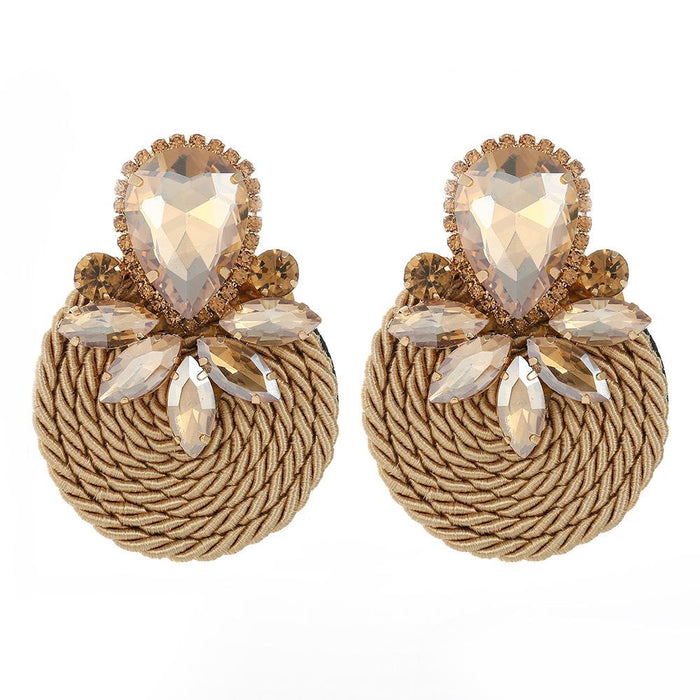 New Exaggerated Retro Simple Women's Earrings Accessories Inlaid Rhinestone