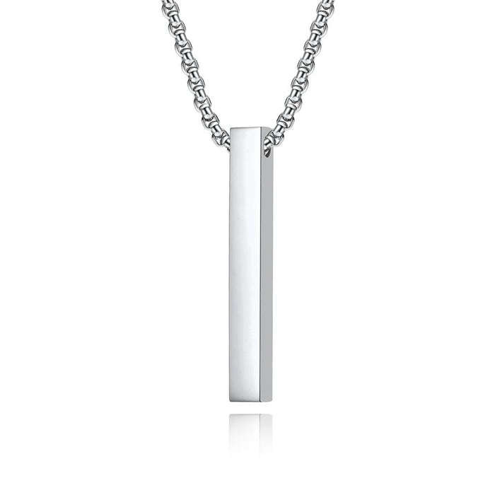 Trend Long Rectangular Geometric Titanium Steel Pendant Necklace