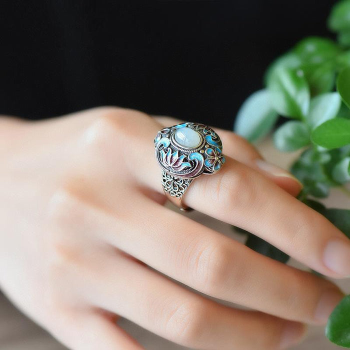 Imitation Hetian Jade Ring Women's National Style Jewelry