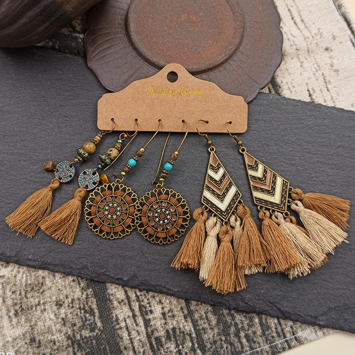 3 pairs/set Earrings Bohemian Style Jewelry X0X36195