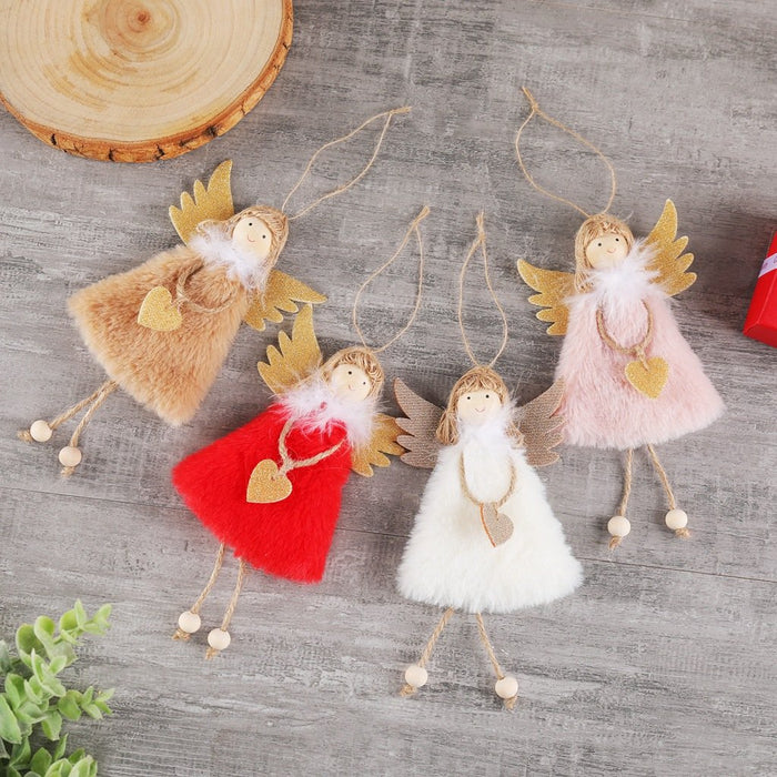 Love Plush Feather Angel Christmas Tree Ornaments