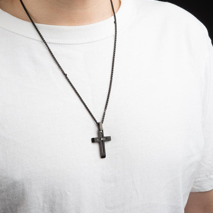 Men's Simple Personalized Titanium Steel Cross Pendant Necklace