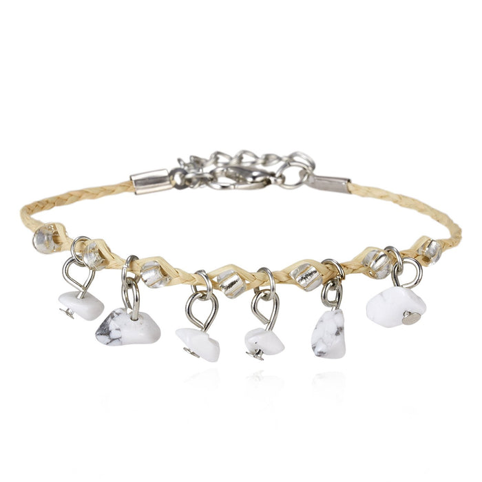 35 Pieces Natural Stone Gravel Woven Bracelet