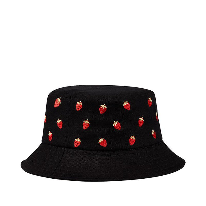 New Embroidered Strawberry Fisherman Hat Sun Visor