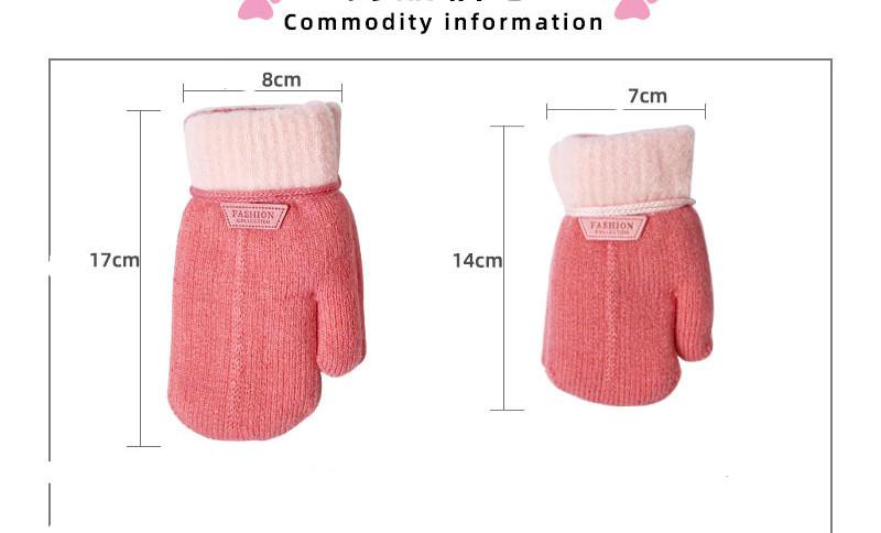 Winter Solid Thicken Plus Velvet Halter Gloves For Kids