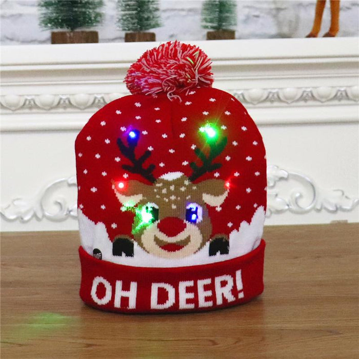 Christmas Decorations Adult Children's Luminous Knitted Hat