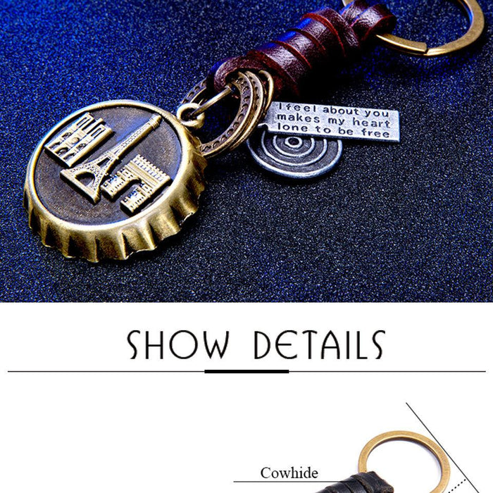 Vintage key chain punk leather metal key chain creative personality key chain