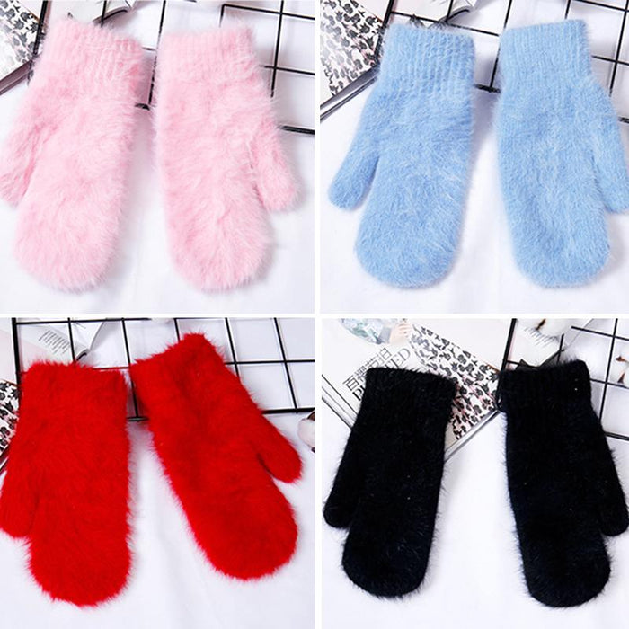 Female Elastic Full Fingers Gloves Cute Rabbit