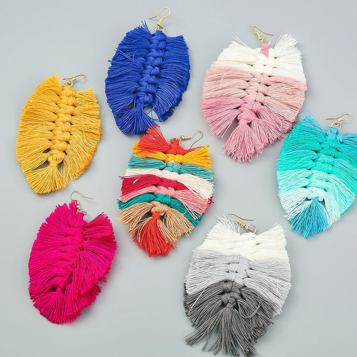 Women's Bohemian Style Hand Woven colour Matching Earrings