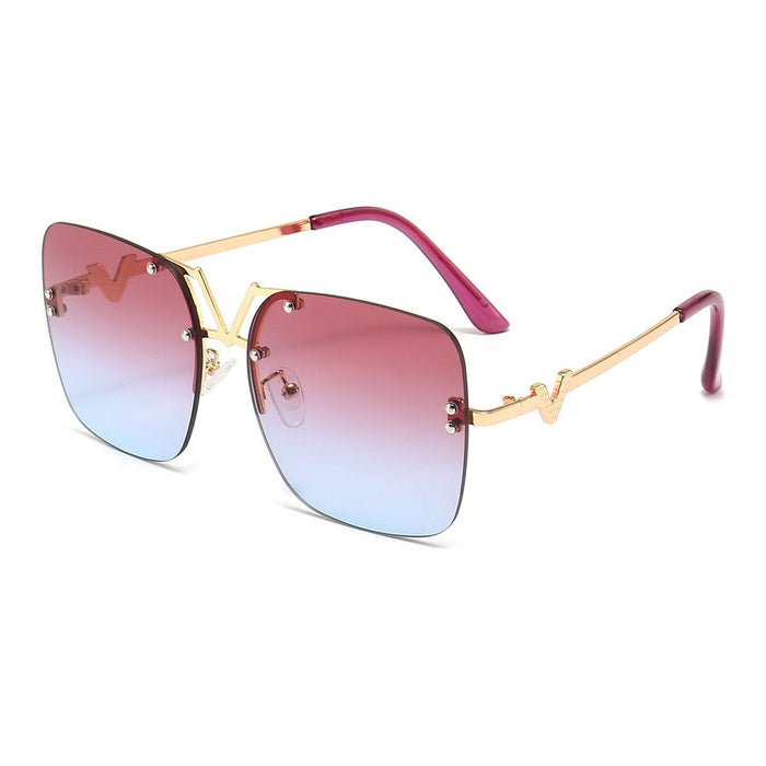 Metal square color large frame sunglasses