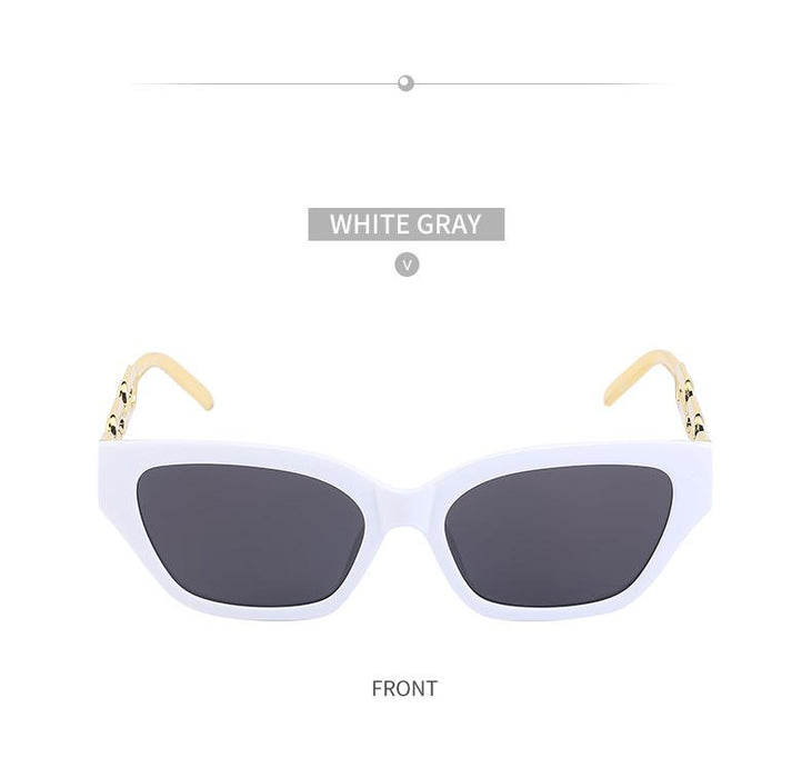 Women's Small Frame Cat's Eye Thick Metal Chain Sunglasses