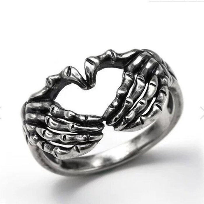 Gothic Punk Heart Grog Skull Rings