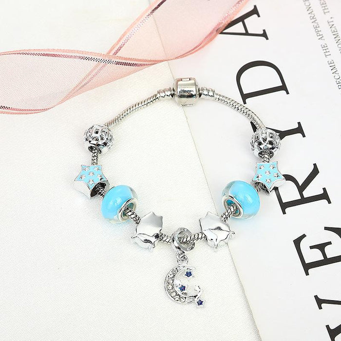 Blue Starry Glass Beaded Bracelet