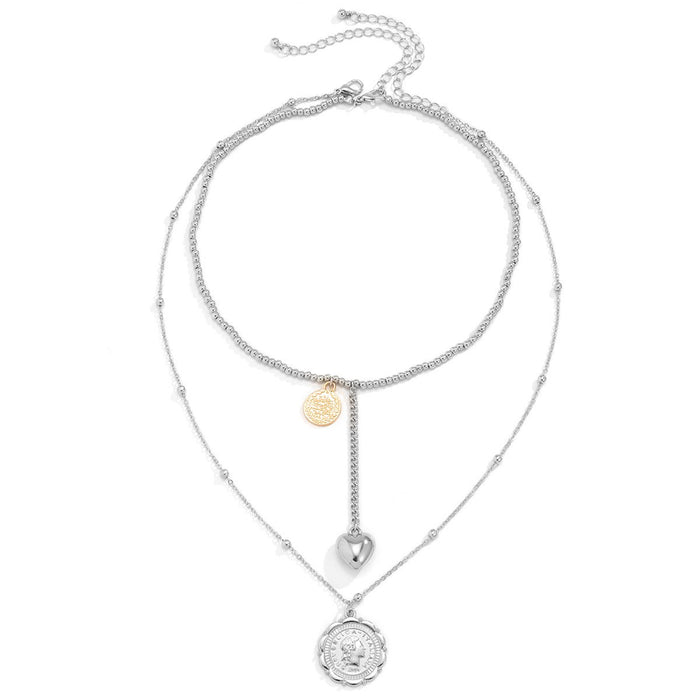 Love Pendant Ring Sequin Overlay Necklace
