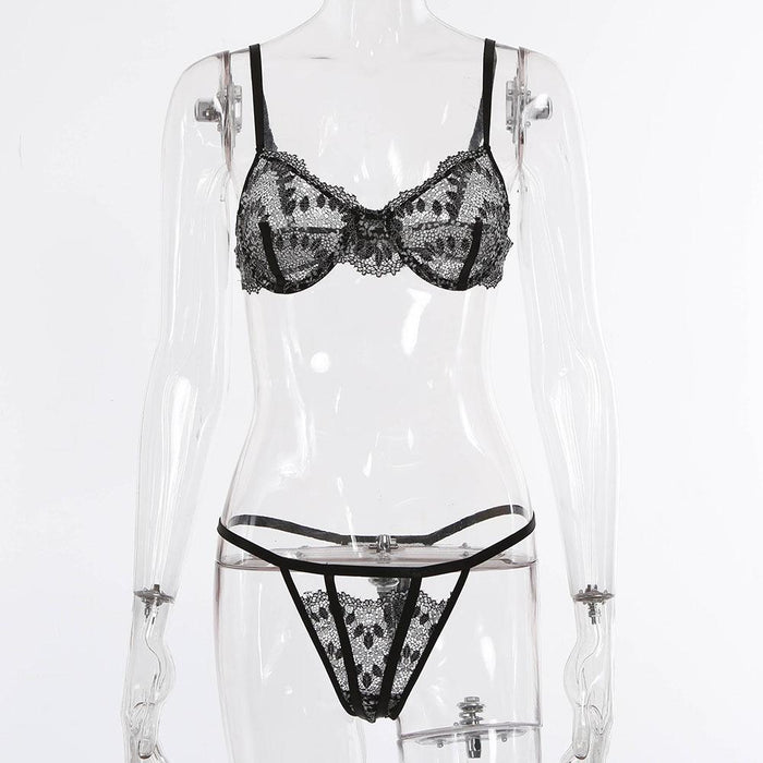 Two-color Lace Mesh Underwear Sexy Stitching Lingerie Set