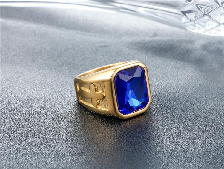 Personality Punk Cross Men's Titanium Steel Gem Ring Foreign Trade Jewelry