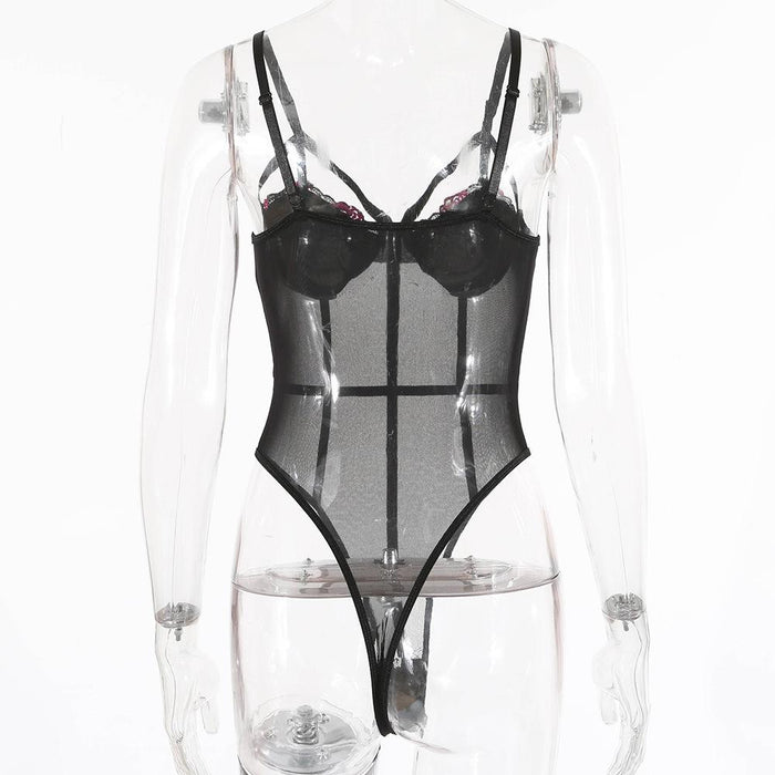 Sexy One-piece Lingerie Lace Mesh Women Bodysuit