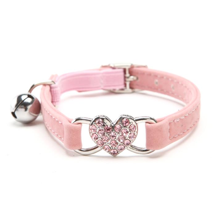 Heart Charm and Bell Cat Collar Safety Elastic Adjustable