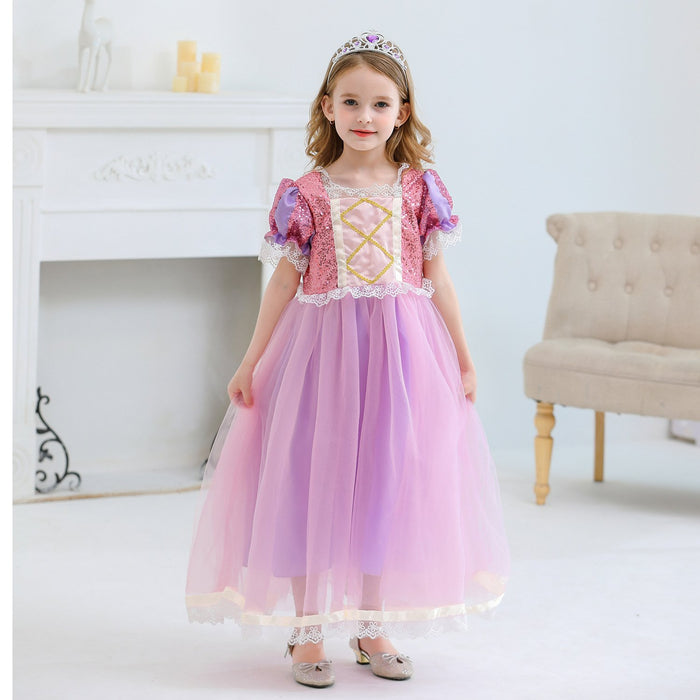 Snow white snow and ice long hair Princess Dress