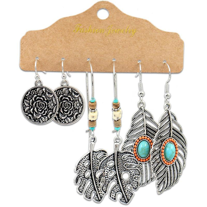 3 pairs/set Earrings Bohemian Style Jewelry X0X36196
