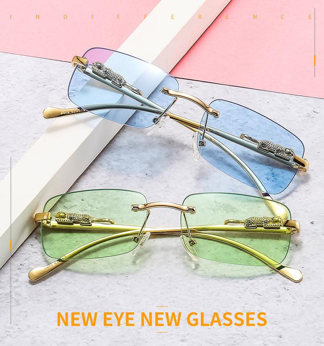Cheetah frameless square Sunglasses